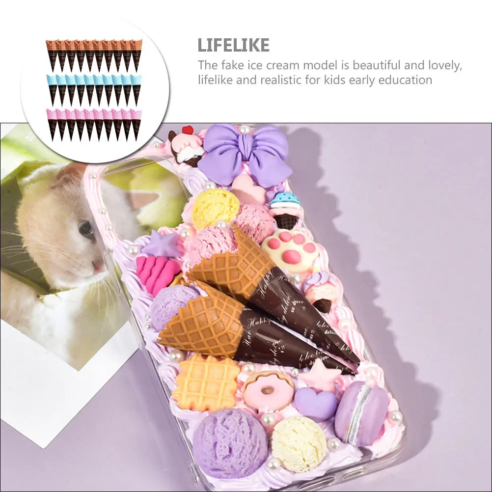 

30Pcs Artificial Ice Cream Cone Adorable Mini Ice Cream Cones for Shop Display Festival Decor Mall Art Sketches