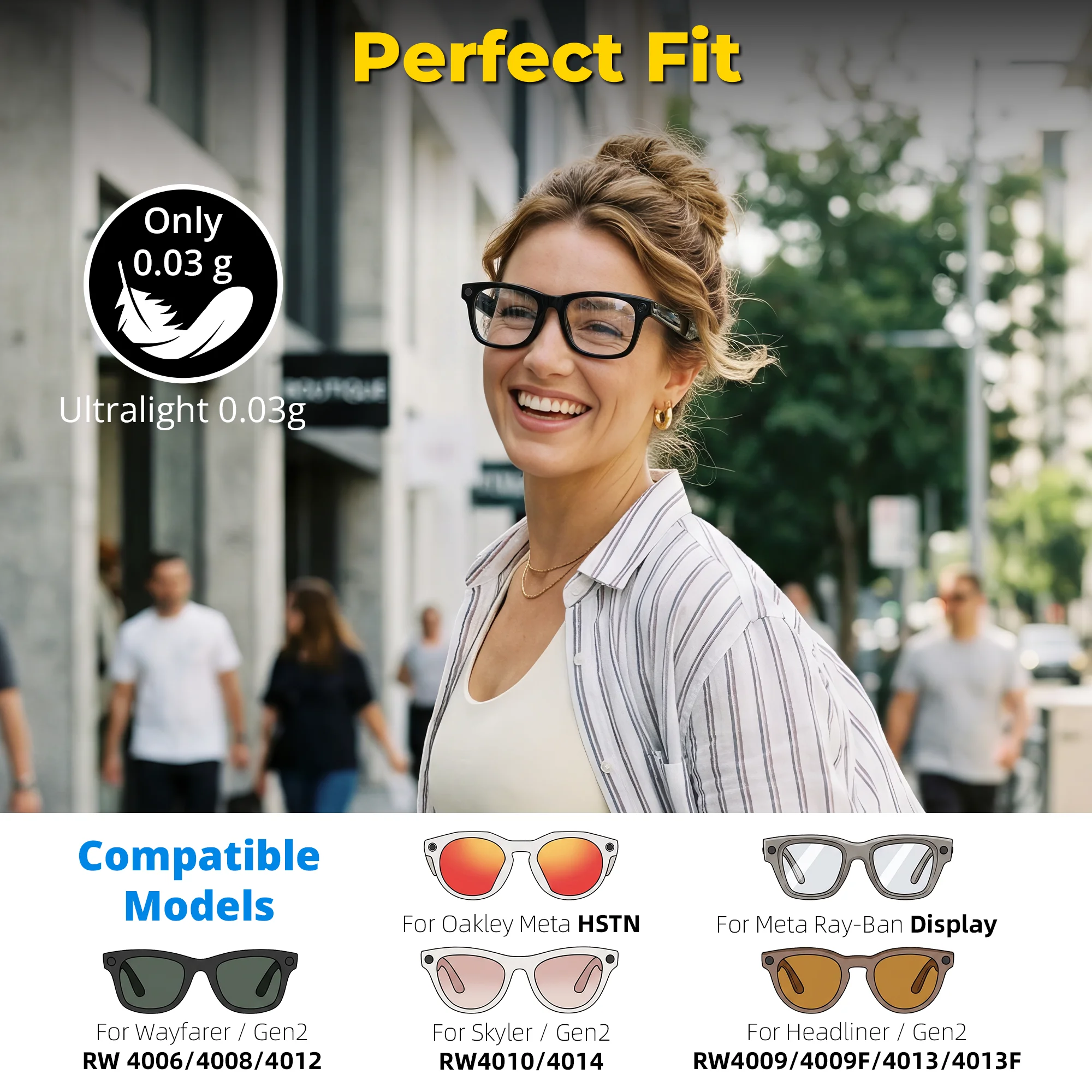 HIBLOKS LED Anti Glare Stickers For Ray-Ban Meta Gen1/2 Wayfarer/Skyler/Headliner & Oakley Meta HSTN Smart Glasses Accessories