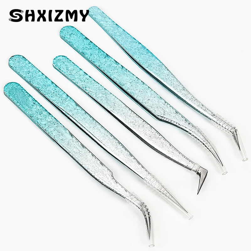 2 Stuks Wimper Pincet Ijs Bloem Anti-Statische 3d Nauwkeurige Wenkbrauw Enten Valse Wimpers Uitbreiding Levert Make-Up Pincet Tools