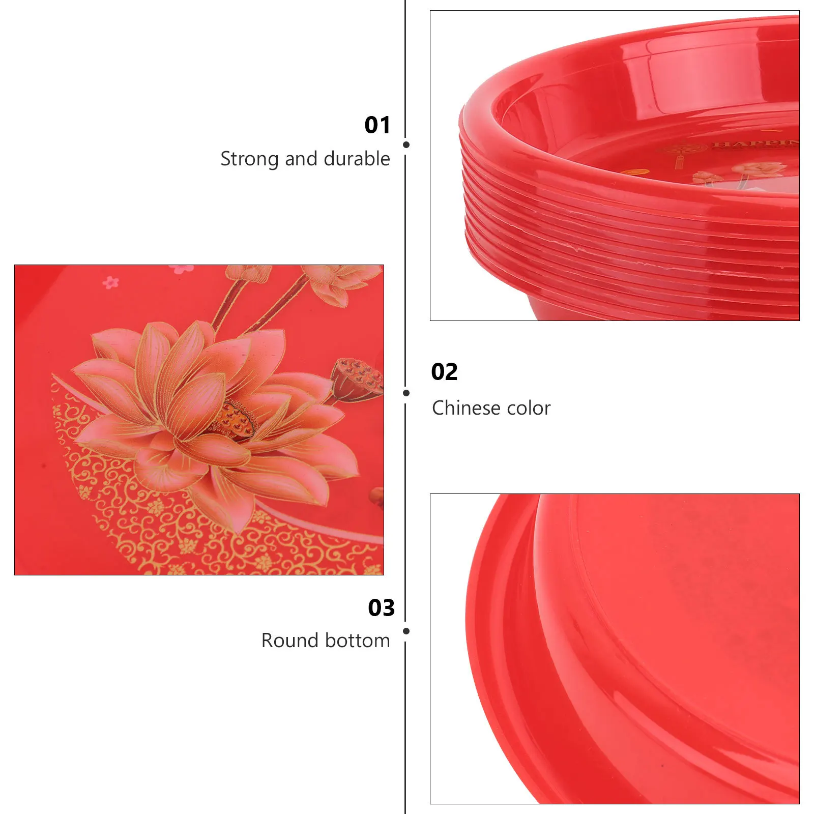 

10Pcs Red Plastic Food Storage Plate Smooth and Reliable Dried Fruit Tray for Family Dinners Dried Fruit Plate
