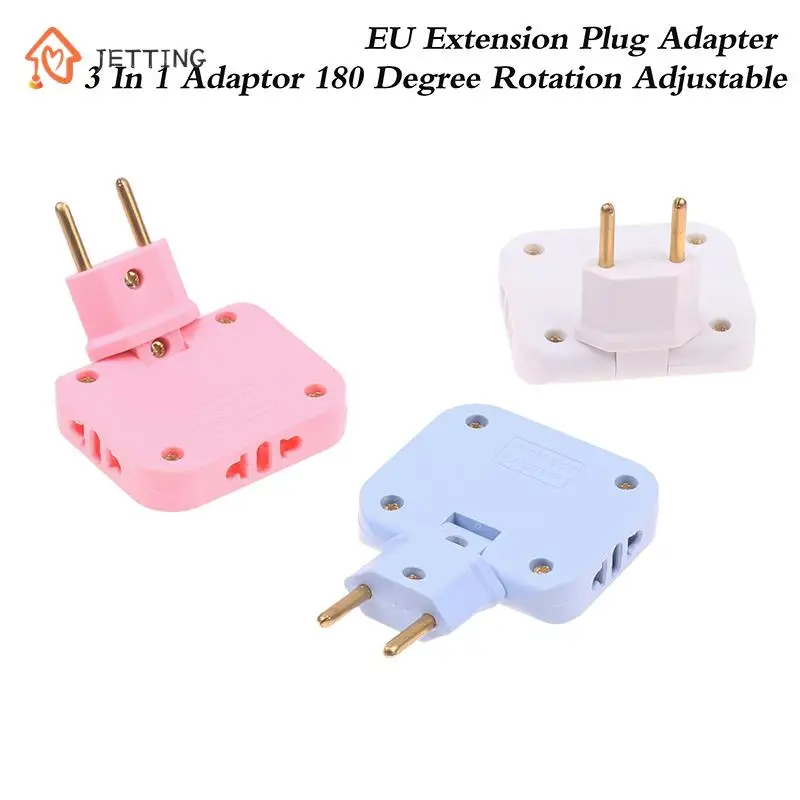 1Pc EU Extension Plug Electrical Adapter 3 In 1 Adaptor 180Degree Rotation Adjustable For Mobile Phone Charging Converter Socket