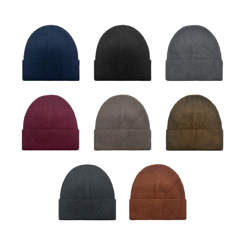 Maßgefertigte Strickmütze mit gesticktem Logo, einfarbig, mit Umschlag, für Herbst und Winter, Outdoor-Ohrschutz, Ski-Beanie-Mütze – Detail 2