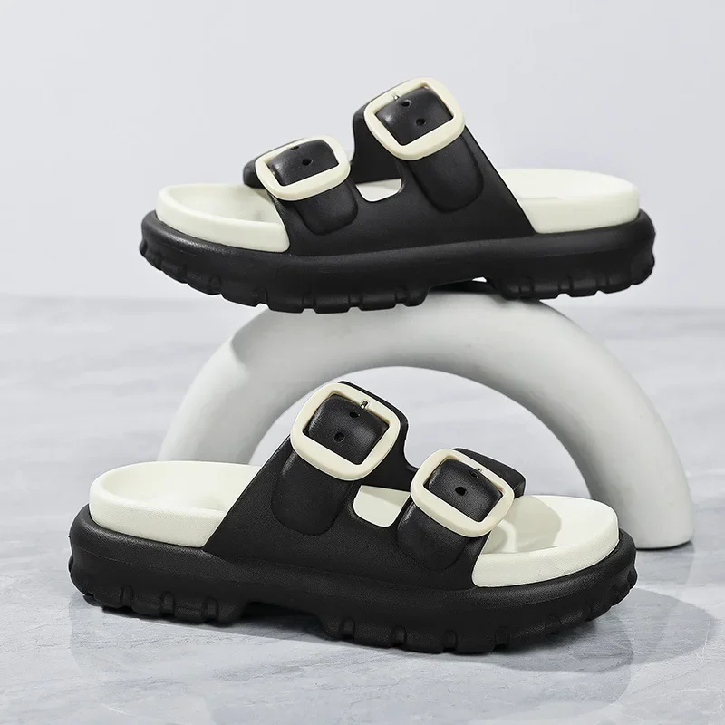 

Black Platform Sandals Summer Beach Unisex Sandals Wear Outside Slippers Indoor Sandals Fashion Women Shoes Outdoor Men Shoes