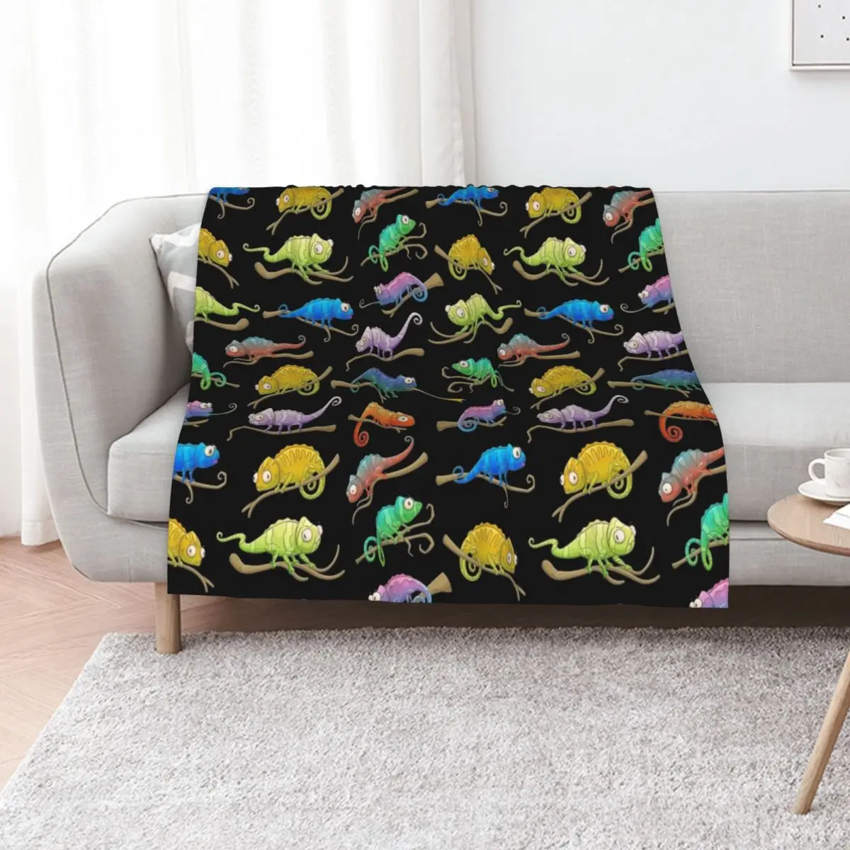 Rainbow Chameleon pattern Throw Blanket Luxury Throw Loose Nap Single Travel Large Blankets