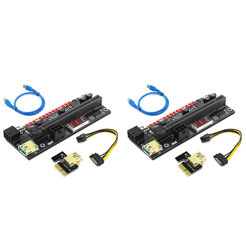 

PCIE Riser 1X To 16X Graphics Extension Card With 3.3V Digital Display And 3528 Flash LED For Bitcoin GPU Mining 2Set