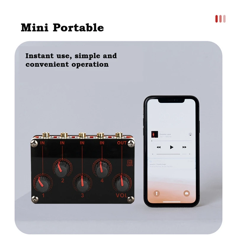 RISE-4 Channel Line Mixer Portable Analog Sound Mixing Console Highest Sound Quality Stereo Mixer USB 5V Power EU Plug