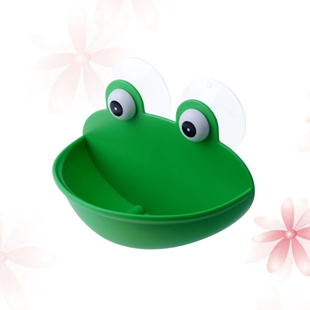 Suction Cup Soap Holder Draining Container Wall Mounted Dish Sucker Shaped Green