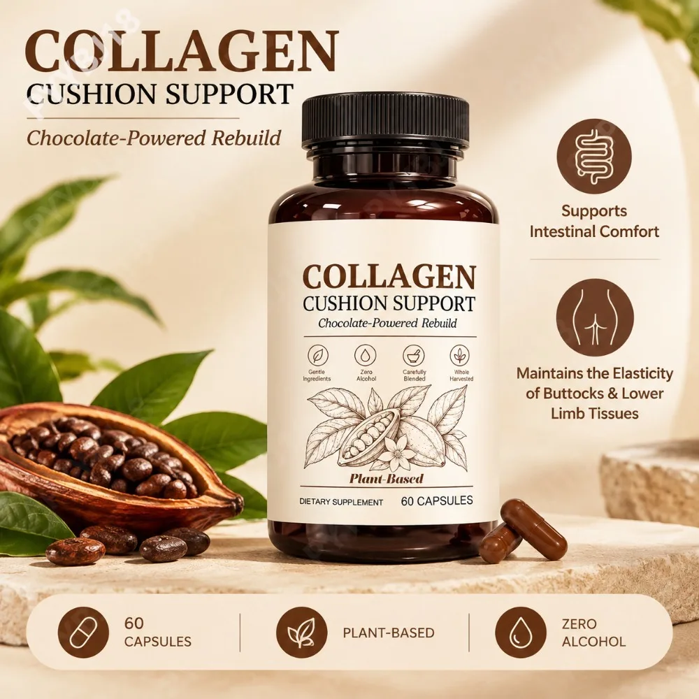 Collagen Cushion Support Capsules for Improve Intestinal Comfort Maintain The Elasticity of Buttocks & Lower Limb Tissues 60 Ct