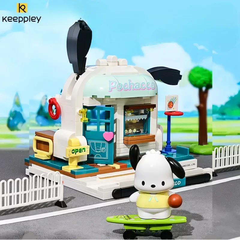 Keeppley Sanrio Building Blocks Pochacco House Architectural Model Cute Cartoon Decoration Puzzle Assembly Ornament Gift