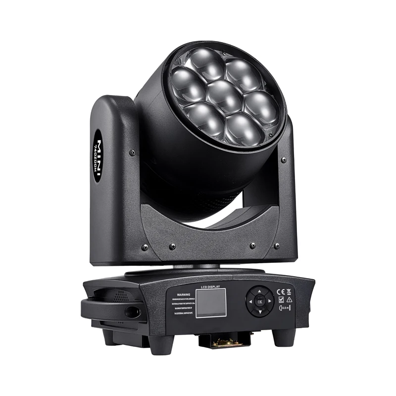 CE New Aura Clay-Parky Mini 740 7X40W RGBW 4in1 Sharpy Lyre ZOOM LED Moving Head Light With Circle Control Artnet sACN&KlingNet