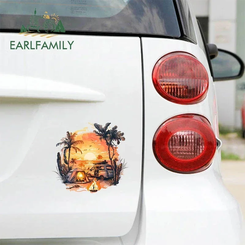 EARLFAMILY 13 cm voor Vanlife Adventure Reizen Strandtent Kampvuur Zonsondergang Auto Stickers Modieuze Eenvoudige Decals Auto Styling