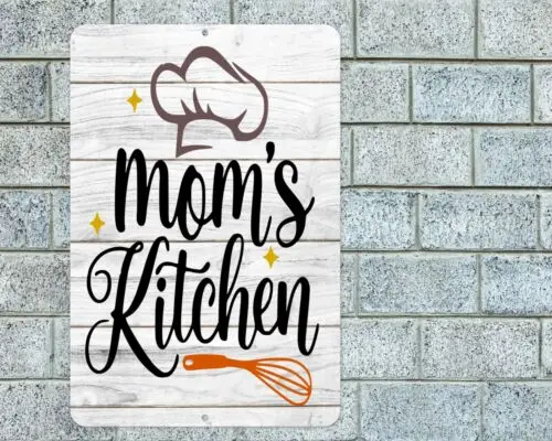 Mom's Kitchen Sign Aluminum Metal 8