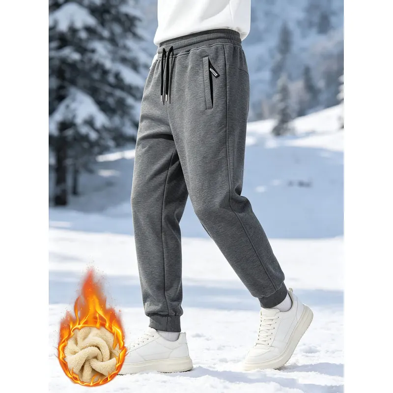 Men's Thermal Sweatpants Fleece Thickened Casual Pants Winter Man Clothes Padded Sports Cold Weather Clothing Male The Sports