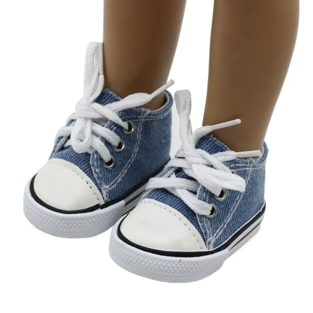 American 18 Inch Girl Doll Canvas Shoes 7cm Fashion Lines Flowers Sneakers Boots For 43cm Baby DIY Russia OG Doll Toy