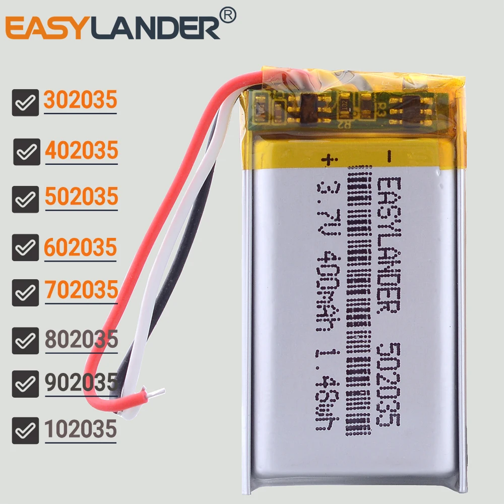 3 Lines 3.7V 302035 402035 502035 602035 702035 802035 902035 102035 Rechargeable Lithium Li-ion Polymer Battery