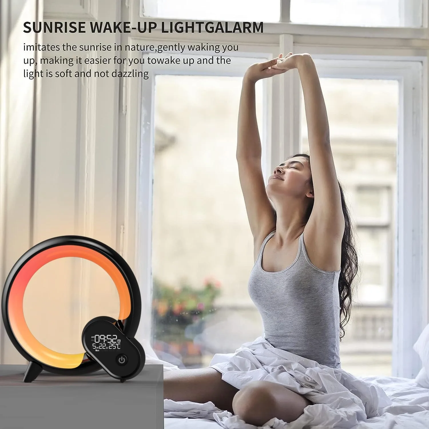 Slimme Nachtlampje Flevo Wake Up Light Voor Slaapkamer Smart Wekker Met Bluetooth App Afstandsbediening Bedlampje