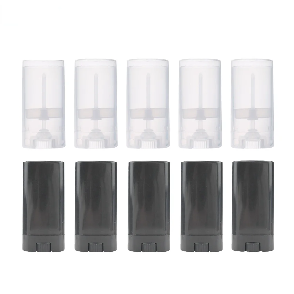 25pcs White Black Transparent Empty Oval Flat Lip Balm Tubes Plastic Solid Perfume Deodorant Stick Containers