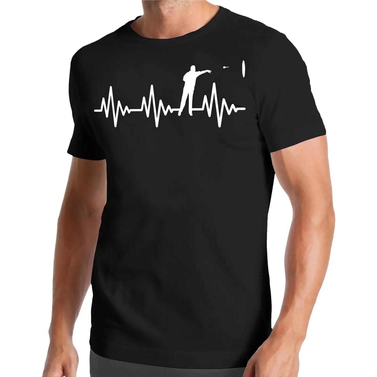 Herzschlag Dart T Shirt Ekg Sport Scheibe Pfeil Dartpfeile Turnier vintage Washed streetwear Top For Everyday Wear Stretched