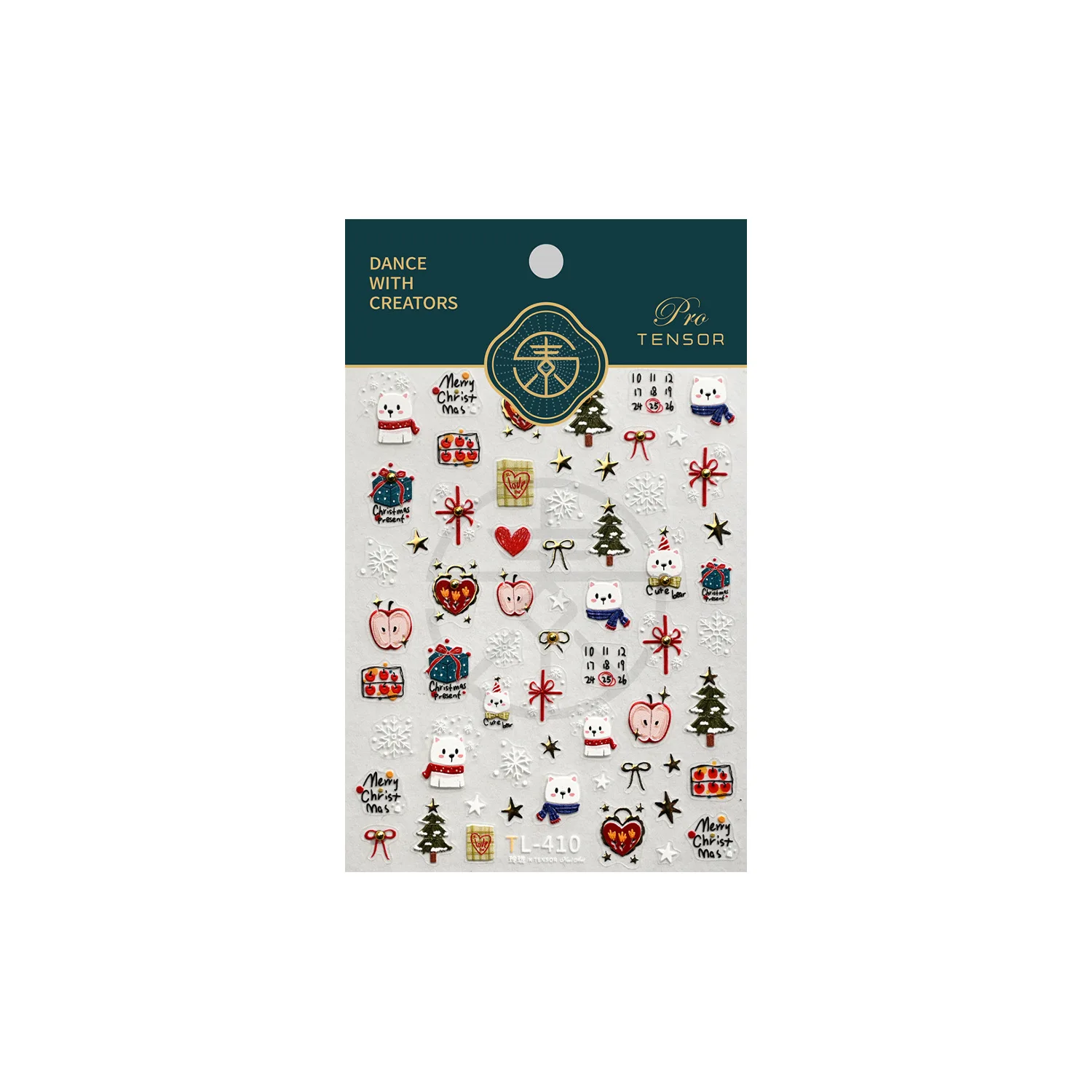 Cute Christmas Nail Art Decorations Stickers 5D Gold Star Bows Cartoon Bear Nail Stickers DIY New Year Kawaii Accessories Decals