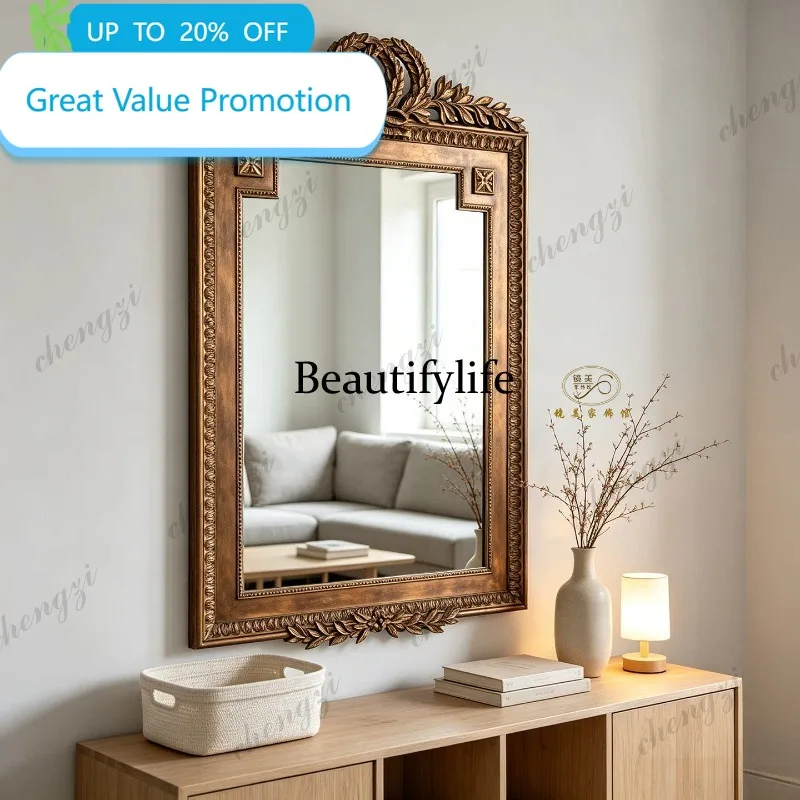 2003 French makeup mirror retro carved living room porch decorative mirror American bedroom dressing mirror