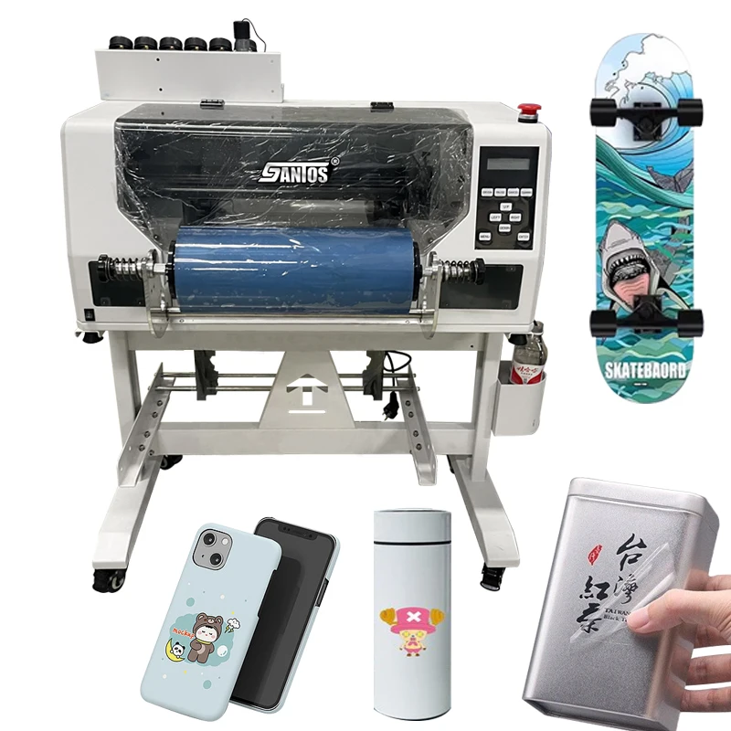 

High Efficient A3 Double Sides Printing Machinery CMYK+W+Varnish Color In One Pass UV Crystal Printer Roll Sticker Printer