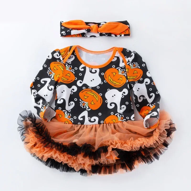 Baby Girls Romper Halloween Dress Pumpkin Witch Dress 1st One Year Tutu Dress Newborn 6 9 12 Months Kids Costume  Clothes