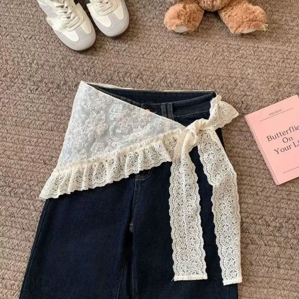 Retro Floral Printed Lace Triangle Scarf Embroidered Wraps Lace Headband Korean Pastoral Style Butt Curtain Travel