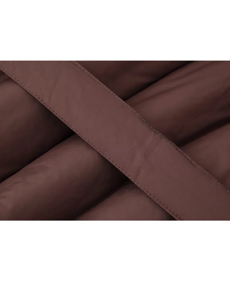 

HH Women Winter New Fashion Solid Loose Warm Cotton Clothes Female Temperament Belt Pocket Decoration Long Sleeves Thick Jacket