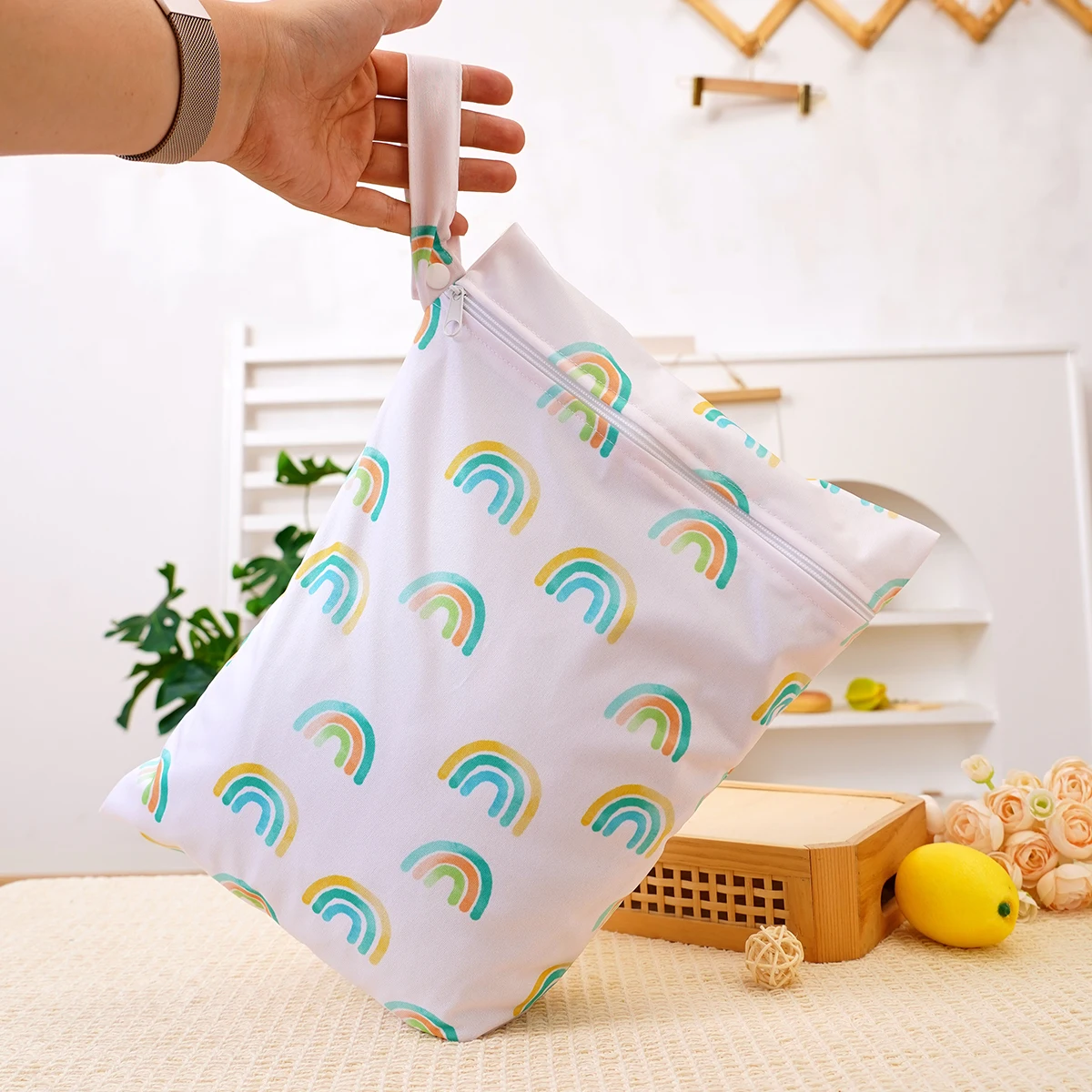 Elinfant 2 قطعة أكياس حفاظات مقاومة للماء حقيبة التخزين حقيبة جافة رطبة للشاطئ وحمام السباحة وصالة الألعاب الرياضية وحقيبة الحفاضات المحمولة