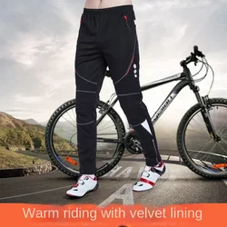 Windproof Cycling Pants with Reflective Plush for Men, Mountain Cycling Clothes, Cold Warm, Sports, Winter