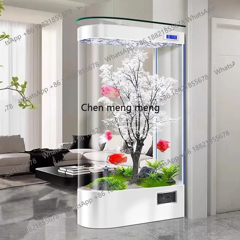 RR Quick Water Change Aquarium  Fish Tank with Self-cleaning System  Independent Floor-standing Living Room Partition Screen