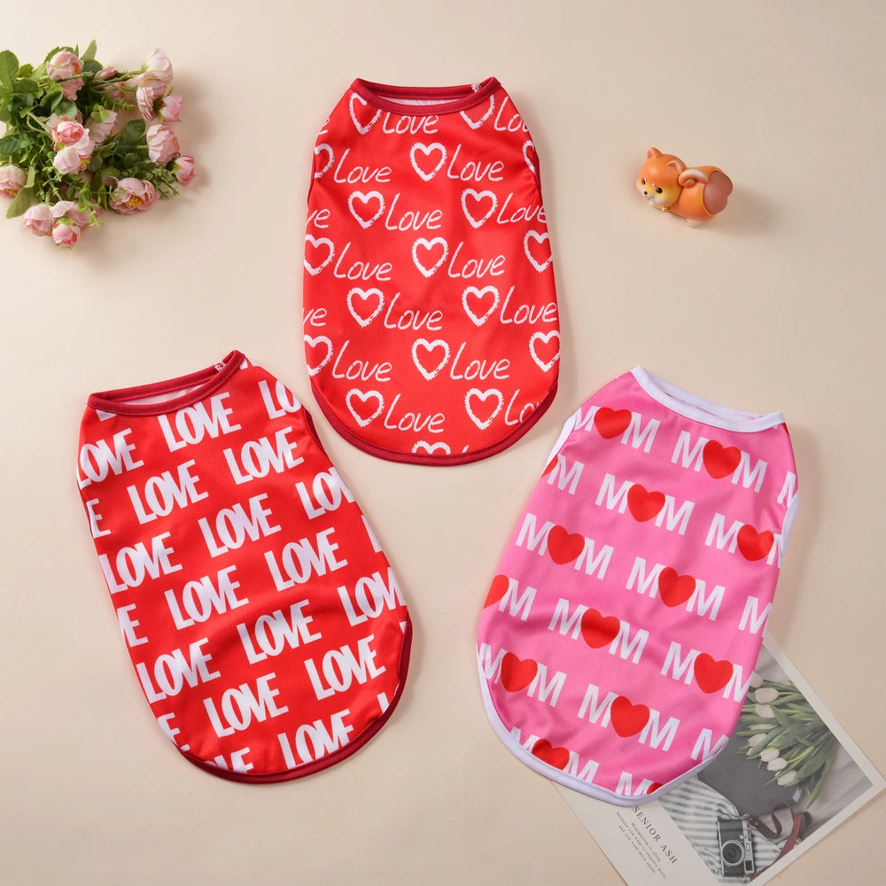 Summer Breathable Soft Vest for Small Cats Puppy Cute Heart Print Kitten Shirt Comfortable Cooling Pet Apparel for Sphynx Cat