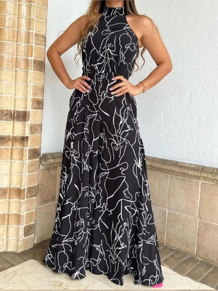 

2026 Women's Clothing Jumpsuit Elegant Jumpsuits For Woman Casual Simple Style Temperament Loose Wide Legs Trouser Halter Neck