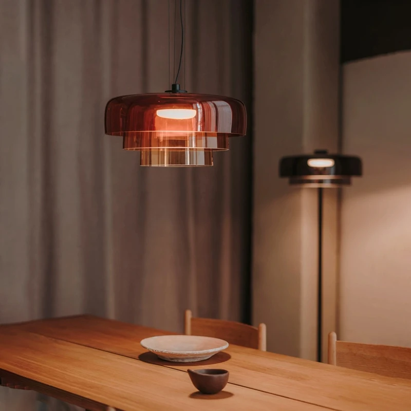 Nordic Colored Glass Lampshade Chandelier Restaurant Chandelier Bar Bedroom Island Table Led Chandelier Home Lighting Decoration