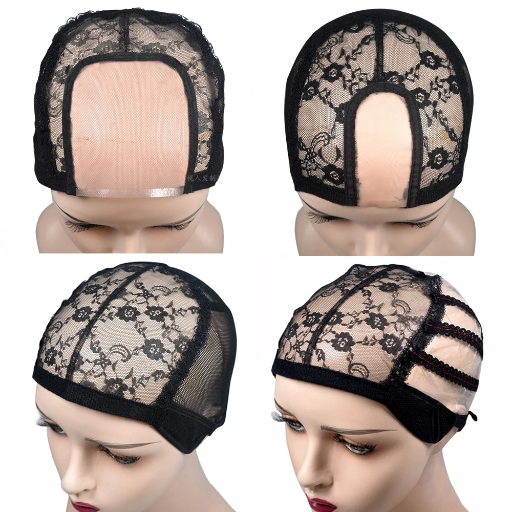 

1pcs U Part Swiss Lace Wig Cap Black Hairnet Wig Caps For Making Lace Wigs Weaving Cap With Adjustable Strap Wig Making Tools