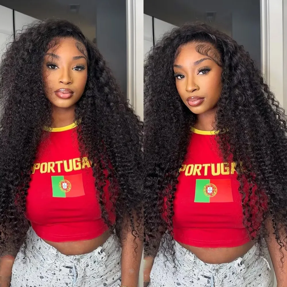 شفاف 200% كثافة المياه Culry 360 كامل الدانتيل الباروكة الأمامية شعر الإنسان 38 بوصة موجة عميقة 5x5 13x6 Hd الدانتيل شعر مستعار أمامي للنساء