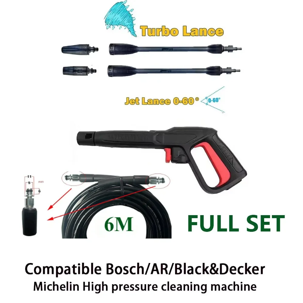 Car Washer Gun Extension Lance Wand For Bosch AR Blue Clean Black Decker Makita Michelin With Jet Spray And Turbo Nozzle