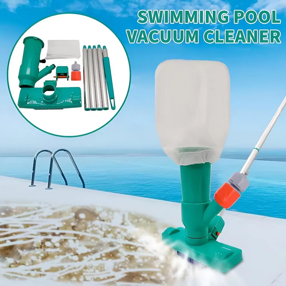 Pool Underwater Jet Vacuum Cleaner with Brush Pool Spa Hot Spring Cleaning Accessory(Green)
