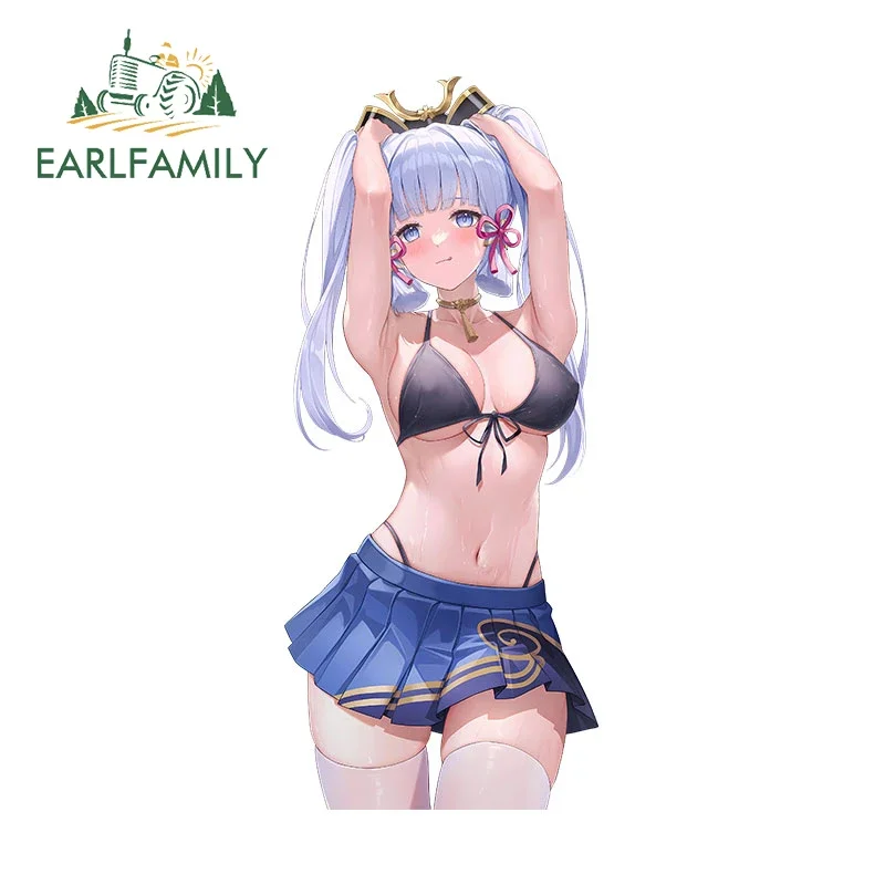 EARLFAMILY 13cm X 5.6cm Genshin Impact Kamisato Ayaka Anime Car Stickers Vinyl Creativite Air Conditioner Trunk Decal for ATV