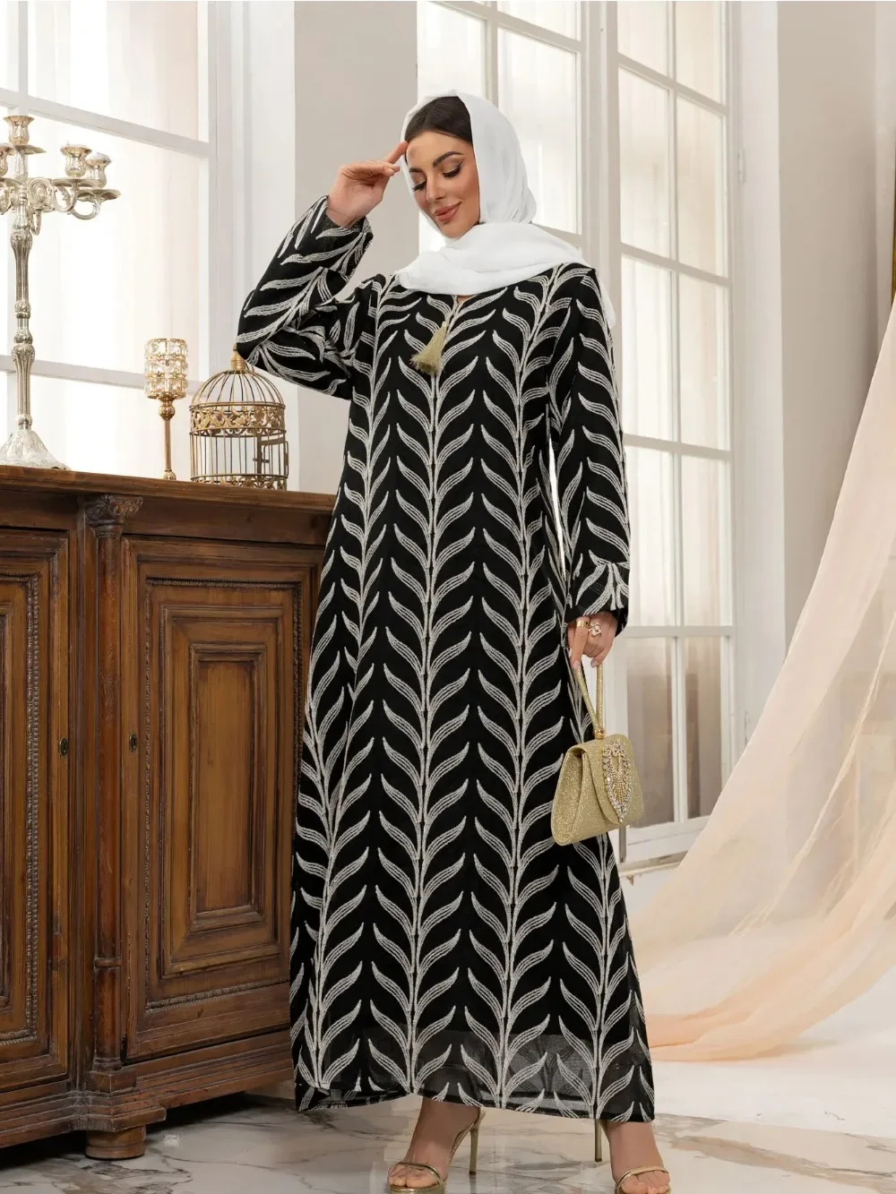 Eid broderie femmes Robe musulmane Abaya dubaï fête Caftan Jalabiya Ramadan robes robes Largos caftan arabe longue Robe 2025