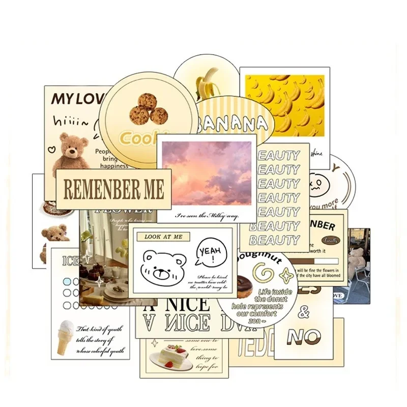 Ins Fashion Scrapbook Journal Sticker for Student Cute Cat Puppy Dessert Sky Landscape Diary Sticker DIY Decor Sticker School