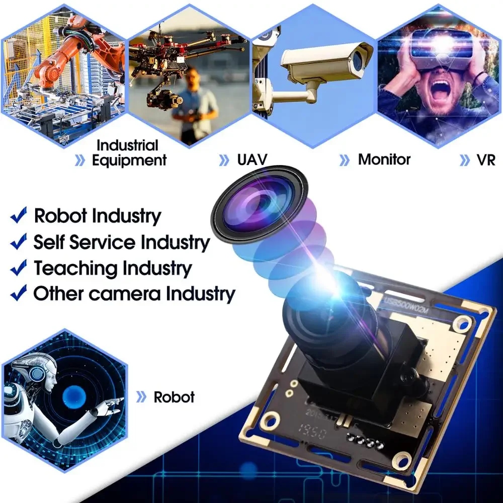 ELP 5MP Wide Angle USB Camera Module 1944P CMOS OV5640 Mini Industrial USB Webcam Plug and Play for Surveillance,Machine Vision