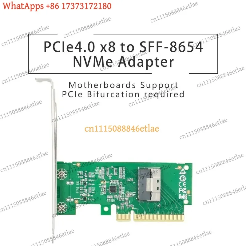 PCIe 4.0 x8 to SlimSAS SFF-8654 x8 NVMe Adapter Card, High Speed Data Transfer Expansion Card for Server Workstation Storage