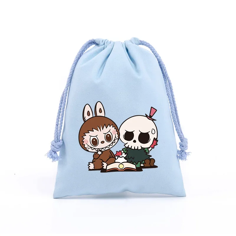 Labubu Drawstring Pockets Pop Mart Cosmetic Storage Bag Portable Jewelry Storage Halloween Candy Bags Kawaii Child Xmas Gift