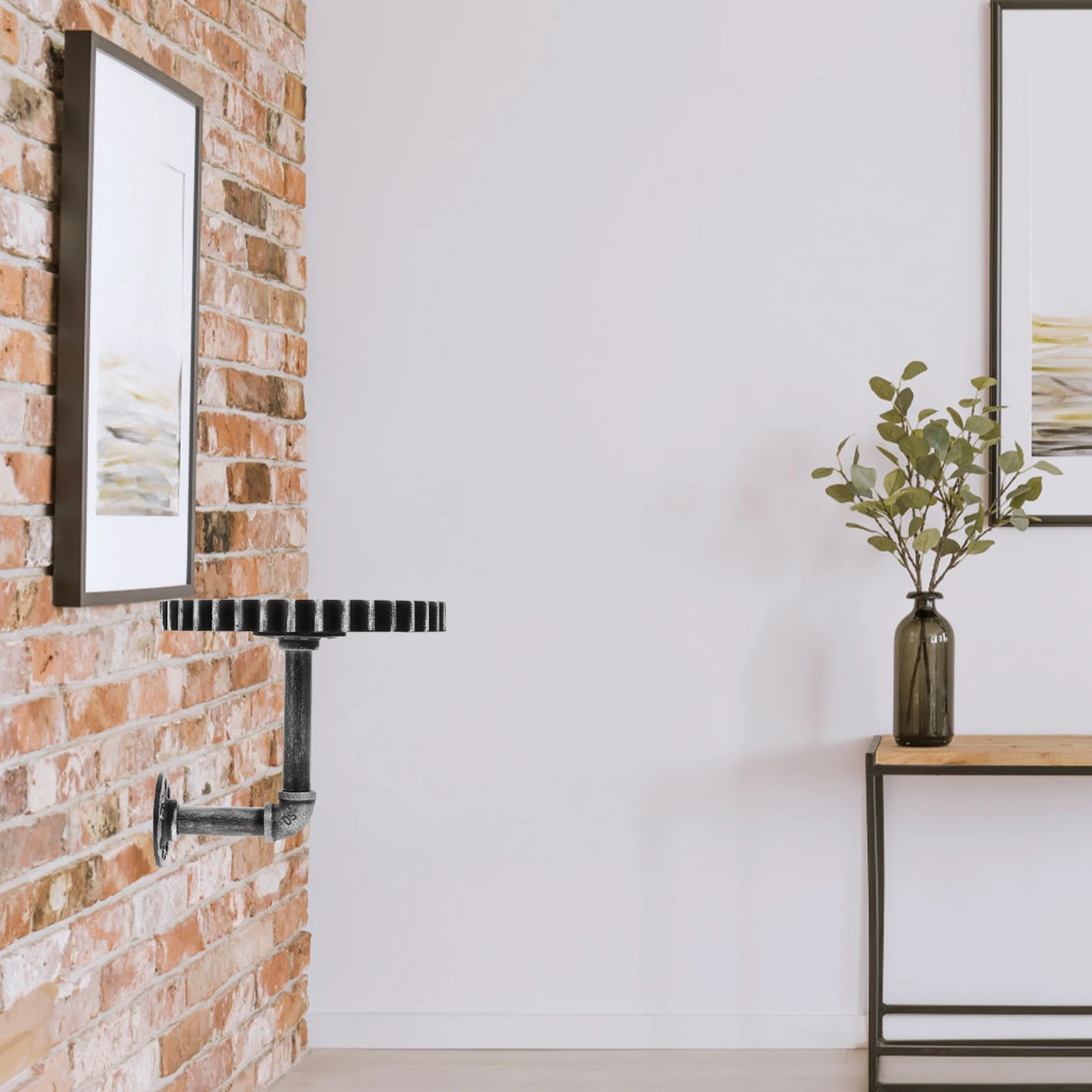

1pc Retro Wall Pipe Gear Gear Shelf Rack Solid Iron Bracket Steampunk Style Storage Shelf Storage Rack Home Bar Cafe Decor