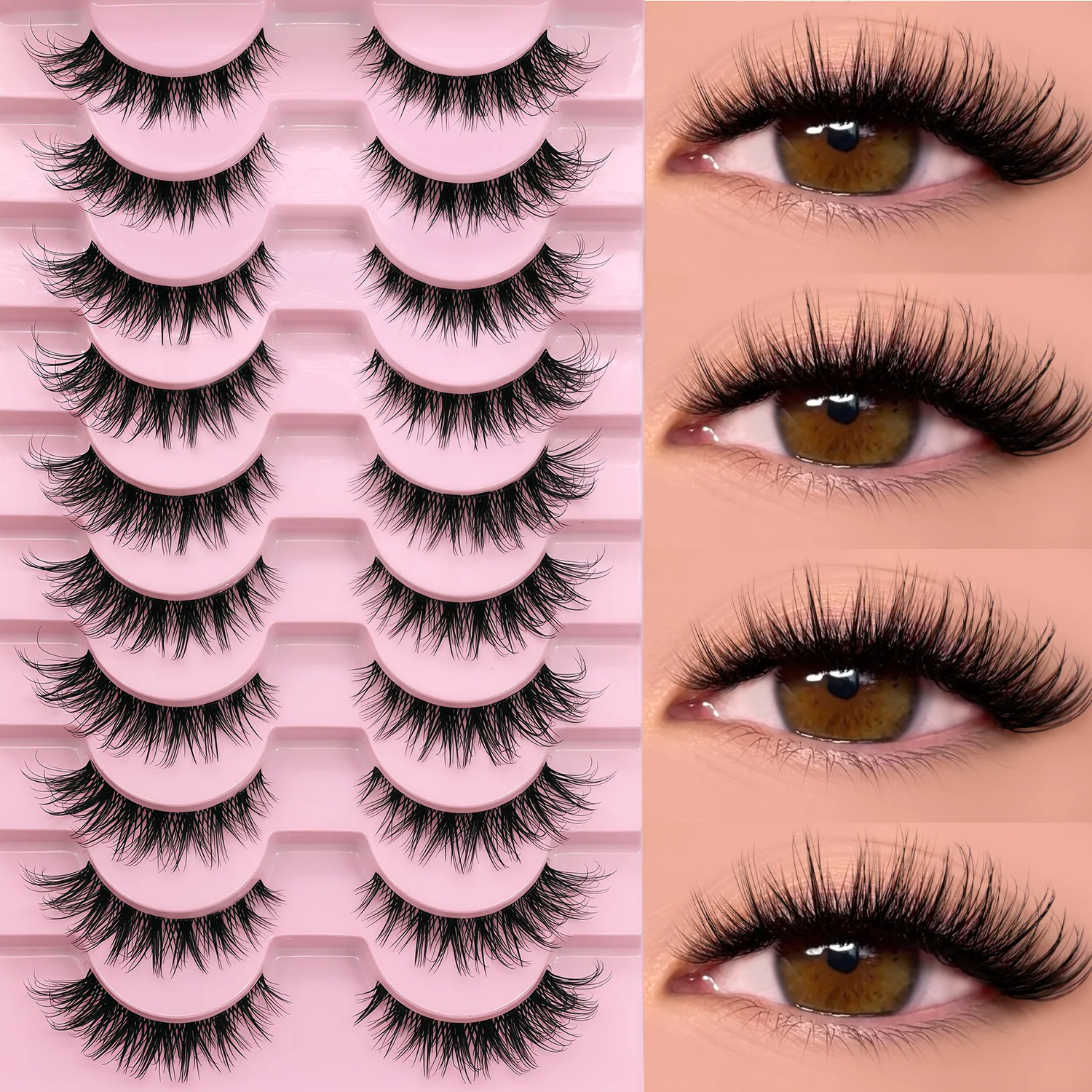 Veltrinay ナチュラルデリケートつけまつげ猫まつげ 3D ミンクつけまつげ透明ラッシュバンドナチュラルメイク効果つけまつげ