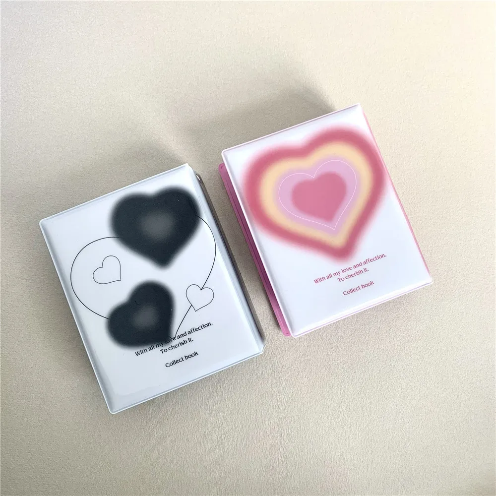 Plástico Encapsulado Única Célula Pai Li De Star Perseguindo Small Card Album, INS Preto Rosa Fantasia Gradiente de Amor, 3"