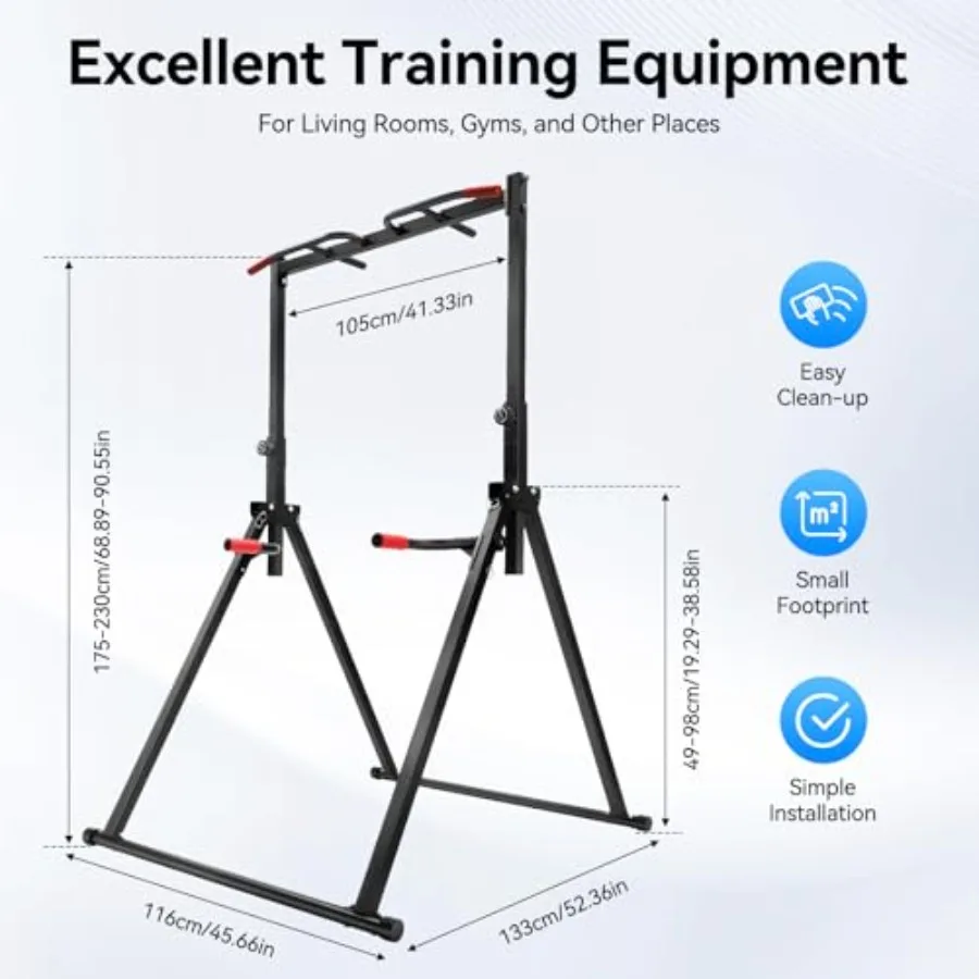 折りたたみ式自立型パワータワー懸垂バー、調整可能な多機能ワークアウトステーション、耐荷重440ポンド、ホームジム用