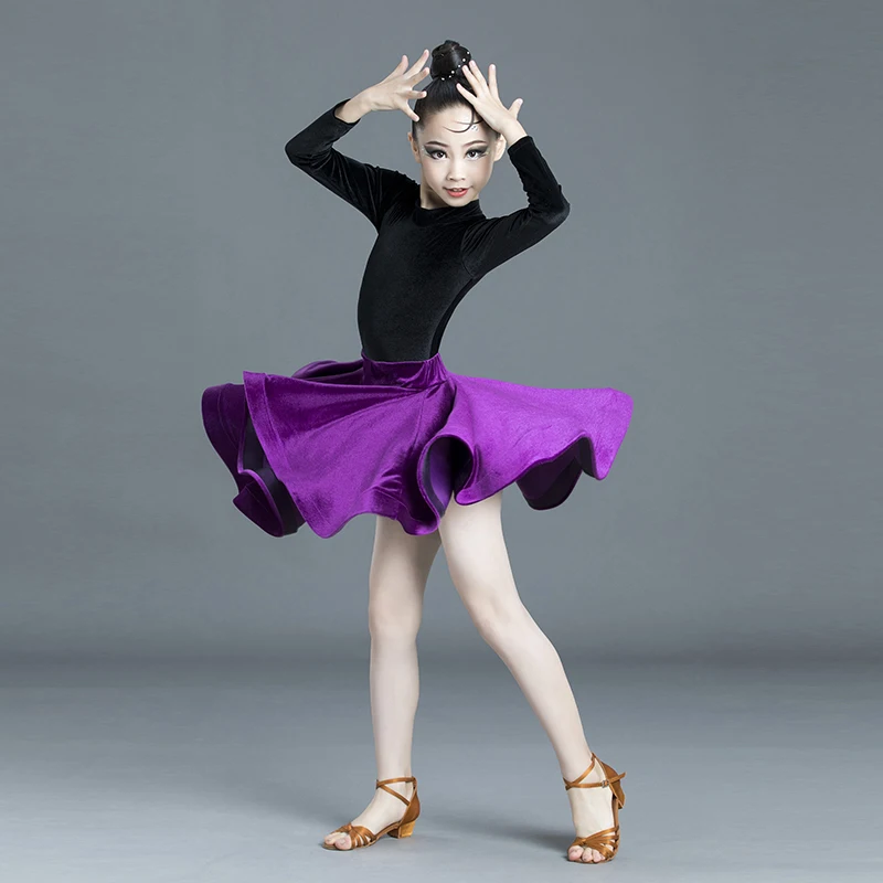 Latin Dance Dress Women's and Children's Long Sleeve Autumn and Winter Competition Professional Latin Dance Dress Training Dress