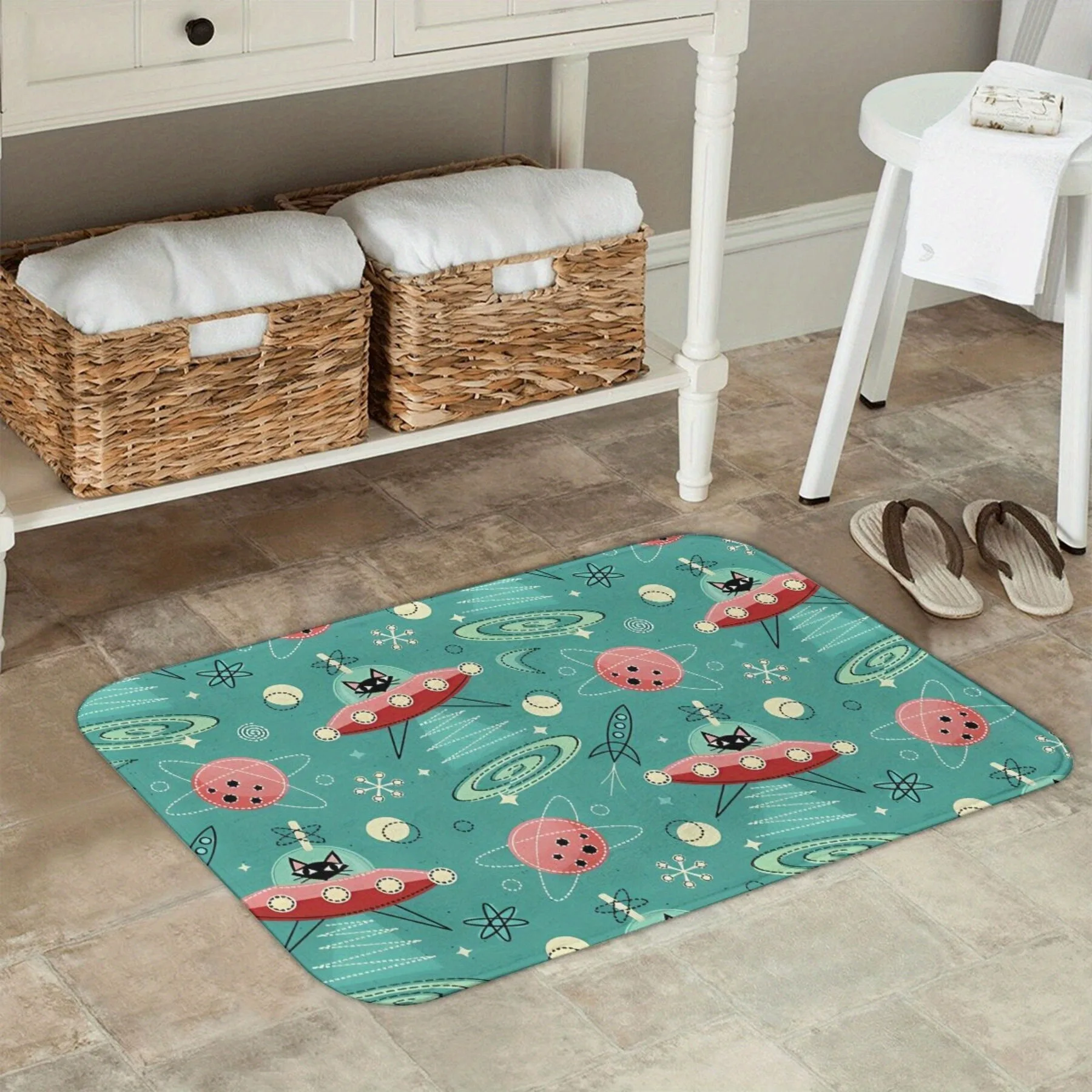 

1PC Handdraw Pattern Kitchen Rug Non-Slip Door Mats Pop design Bathroom Rug Bath Mat Carpet for Home Sink Laundry Decor